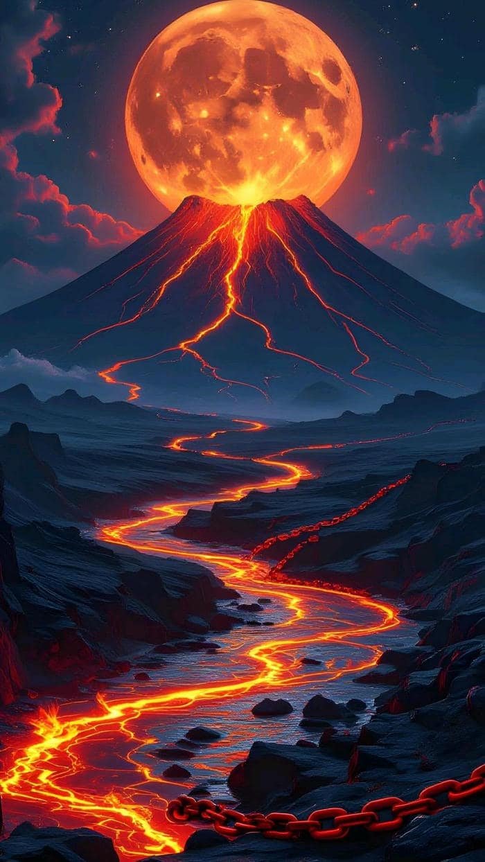 núi lửa đỏ rực hình nền bùng nổ