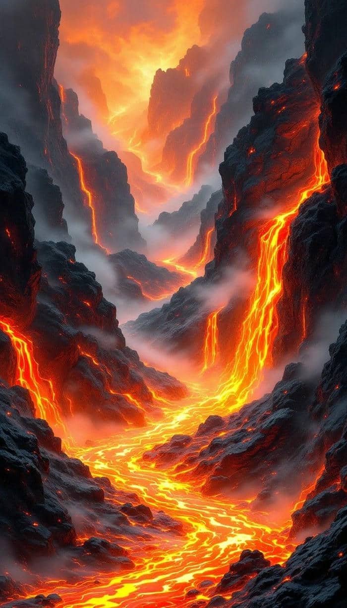 núi lửa đỏ rực hình nền mạnh