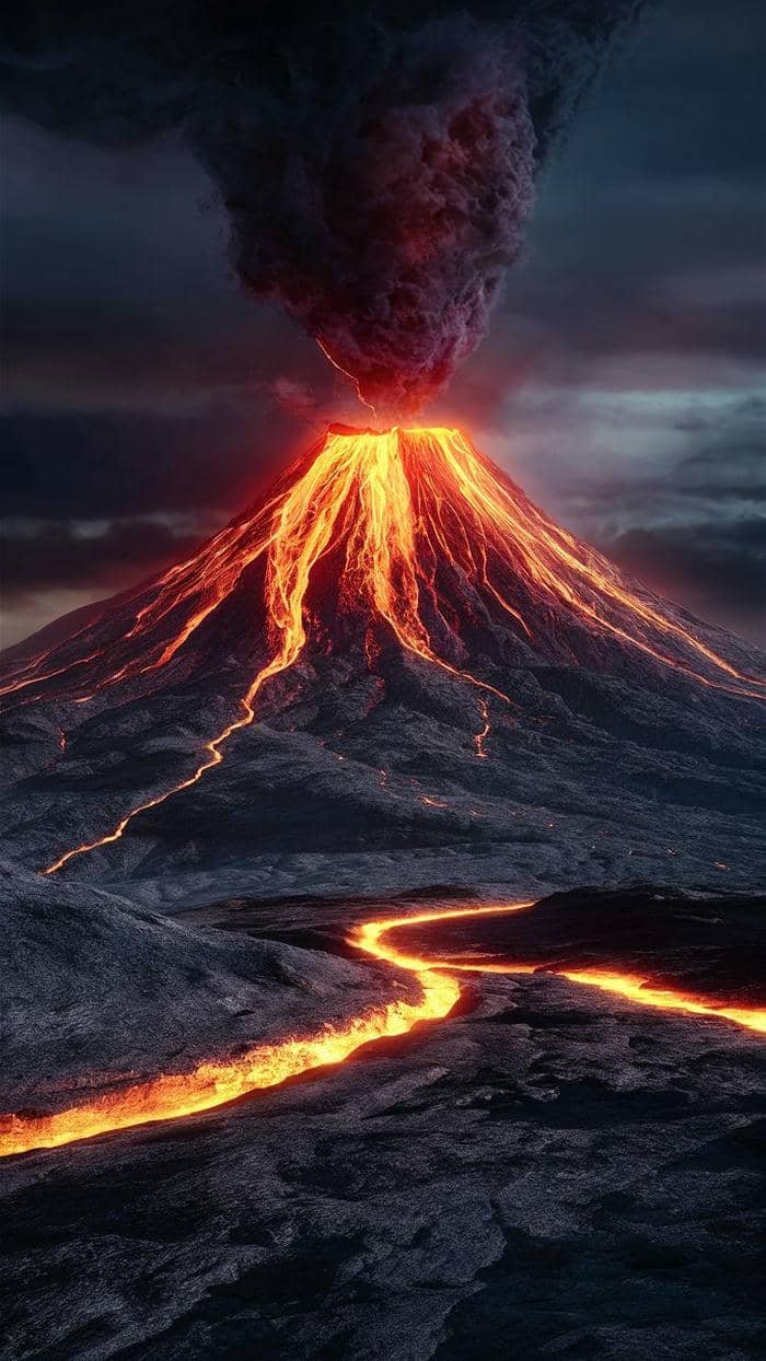 núi lửa đỏ rực hình nền rực cháy