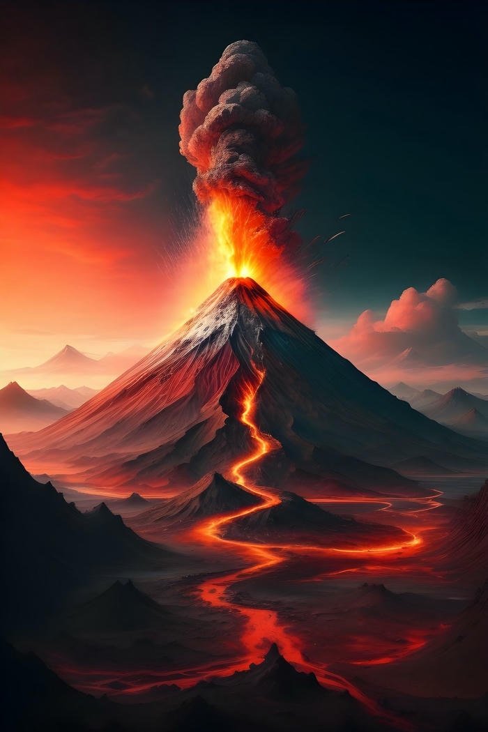 núi lửa đỏ rực hình nền sống động