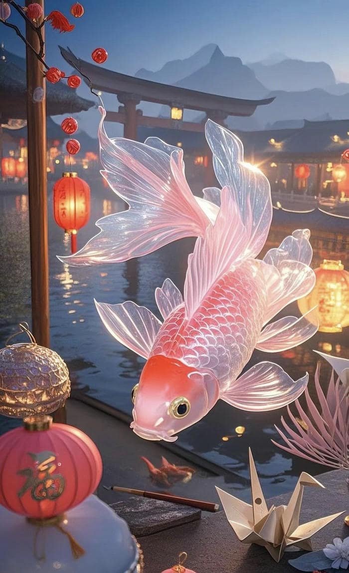 phong thuỷ cá chép vượt vũ môn ấn tượng