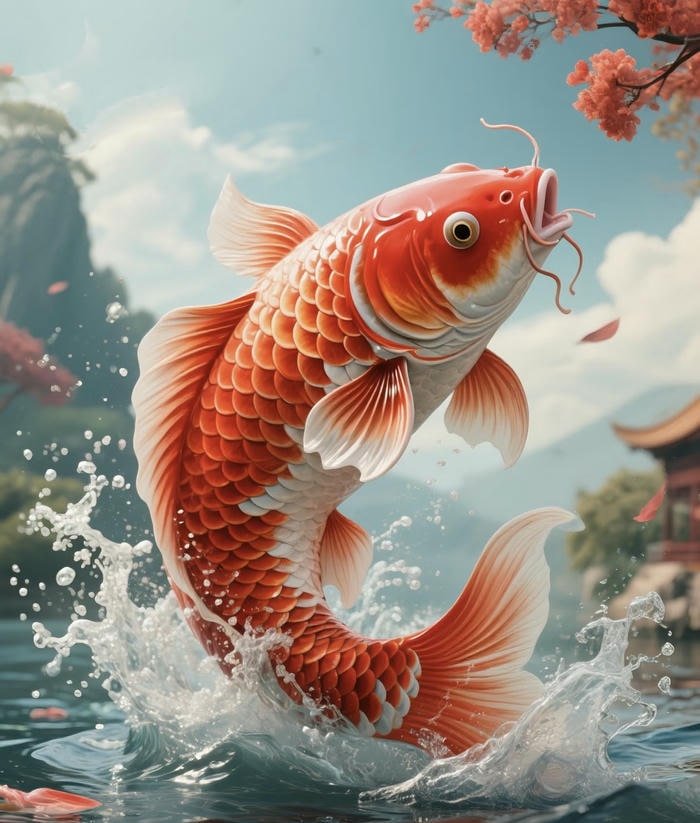 phong thuỷ cá chép vượt vũ môn hanh thông