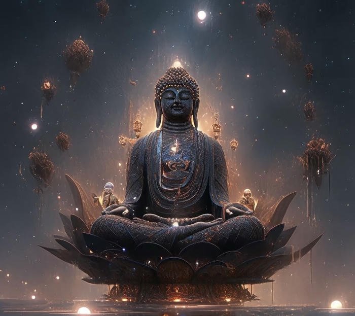 phong thủy phật tọa soi sáng