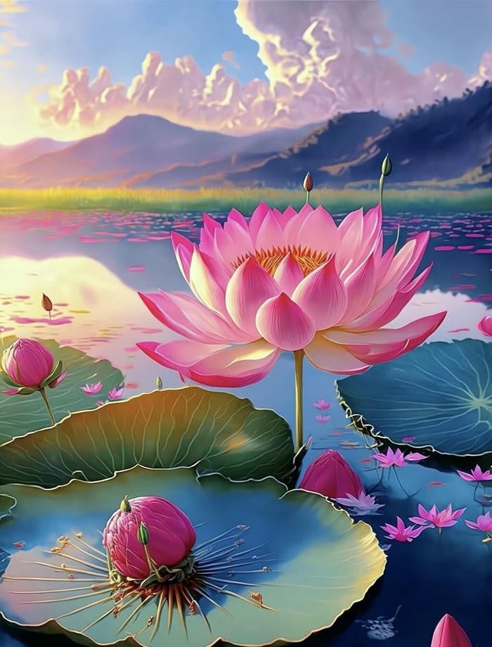 phong thuỷ sen nở an yên thanh nhã