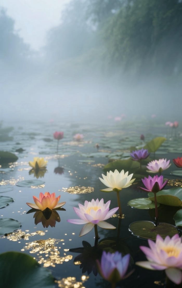 phong thuỷ sen nở an yên tĩnh tại