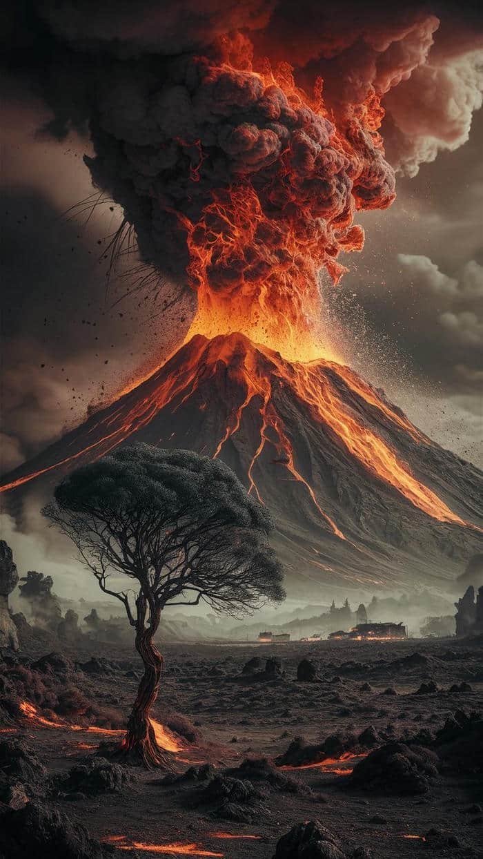 thiên nhiên núi lửa đỏ rực hình nền