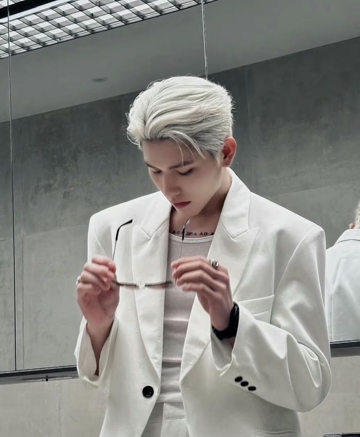 tông màu trắng xám avatar nam tóc trắng