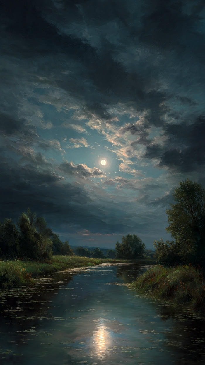 trăng treo trên bầu trời đêm