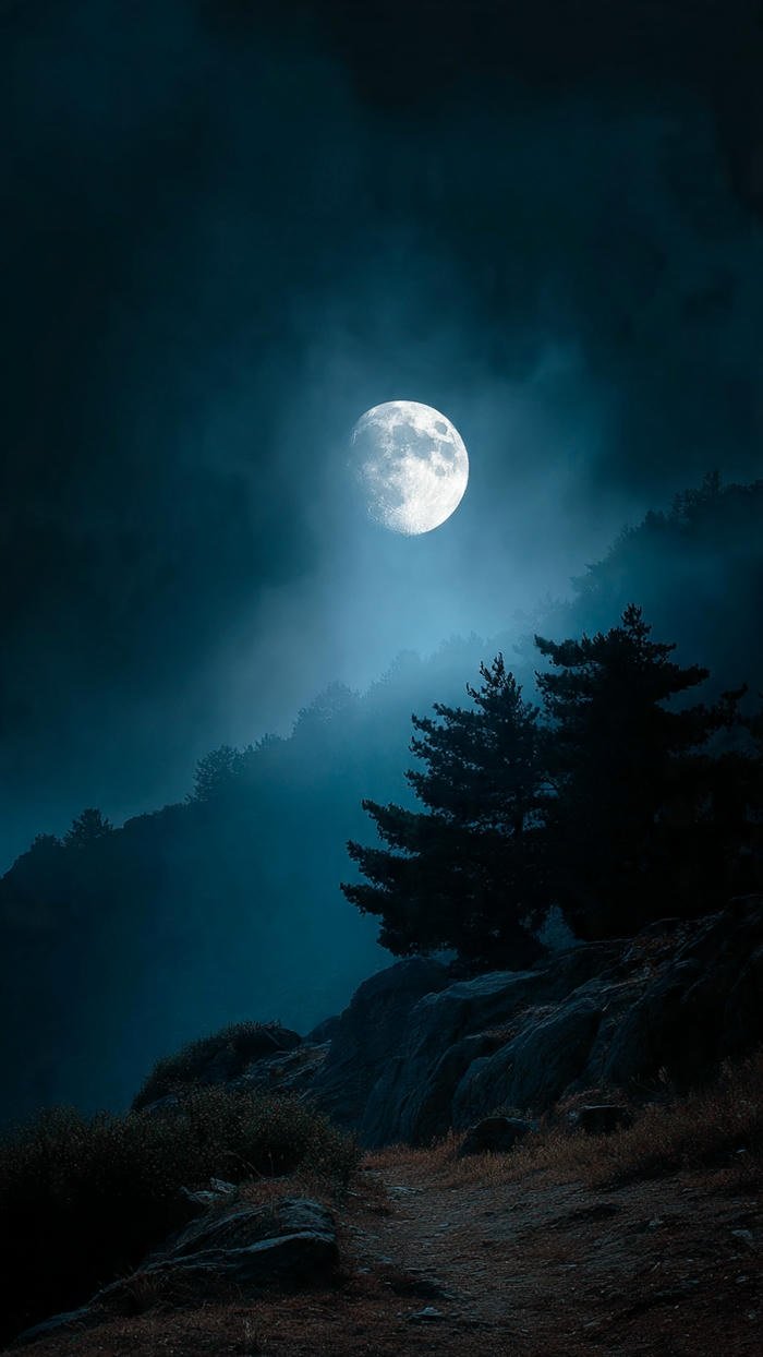 trăng và bầu trời đen