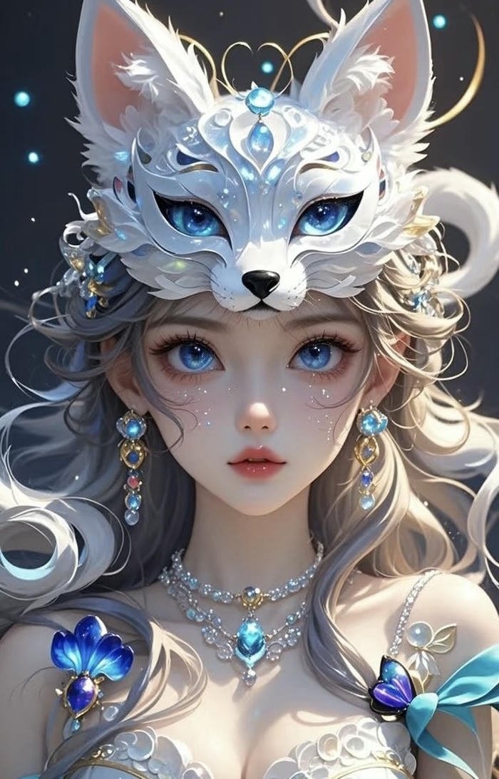 tranh cô gái anime che mặt