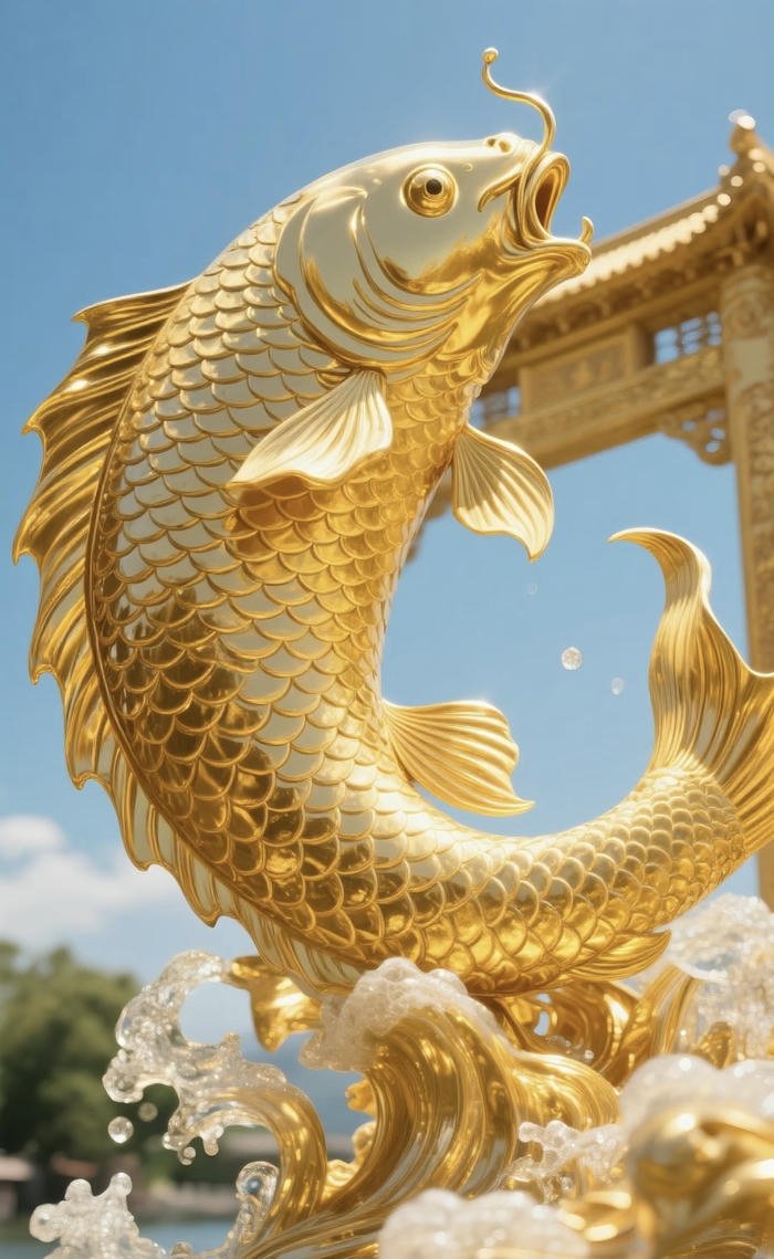 tranh nghệ thuật cá chép vàng hút tài lộc