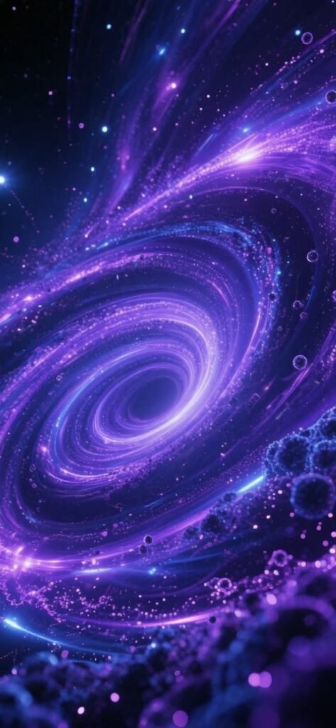 wallpaper galaxy tím xanh